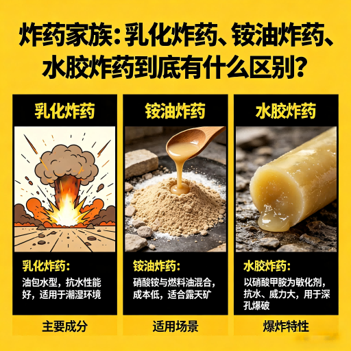 江永炸药家族：乳化炸药、铵油炸药、水胶炸药到底有什么区别？